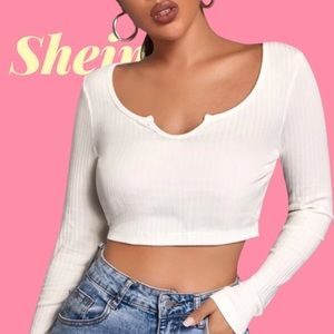 NWOT Shein Basic White Crop Top